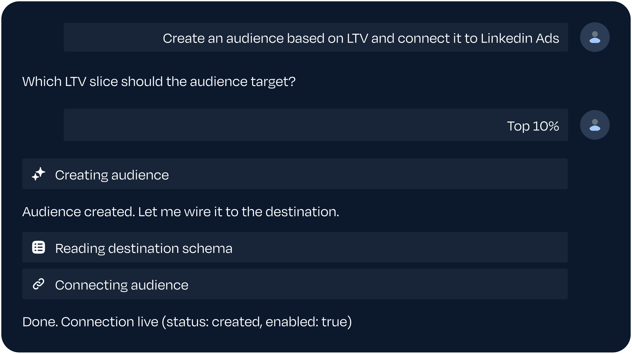 Analyze, build, and activate in one conversation