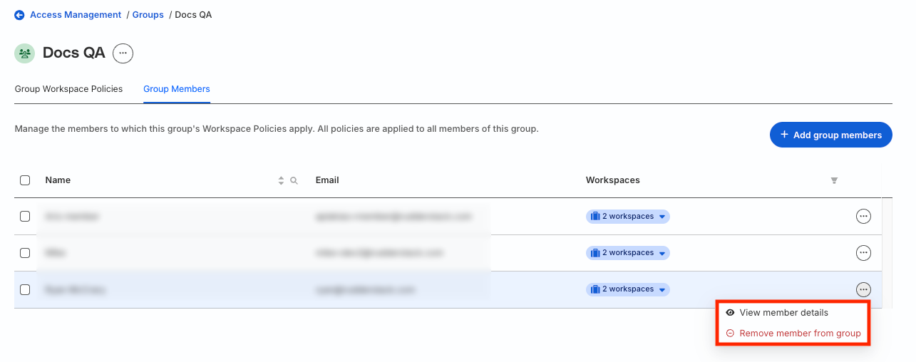 Remove member from group