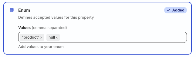 Define the acceptable values for the property