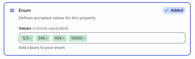 Define the acceptable values for the property