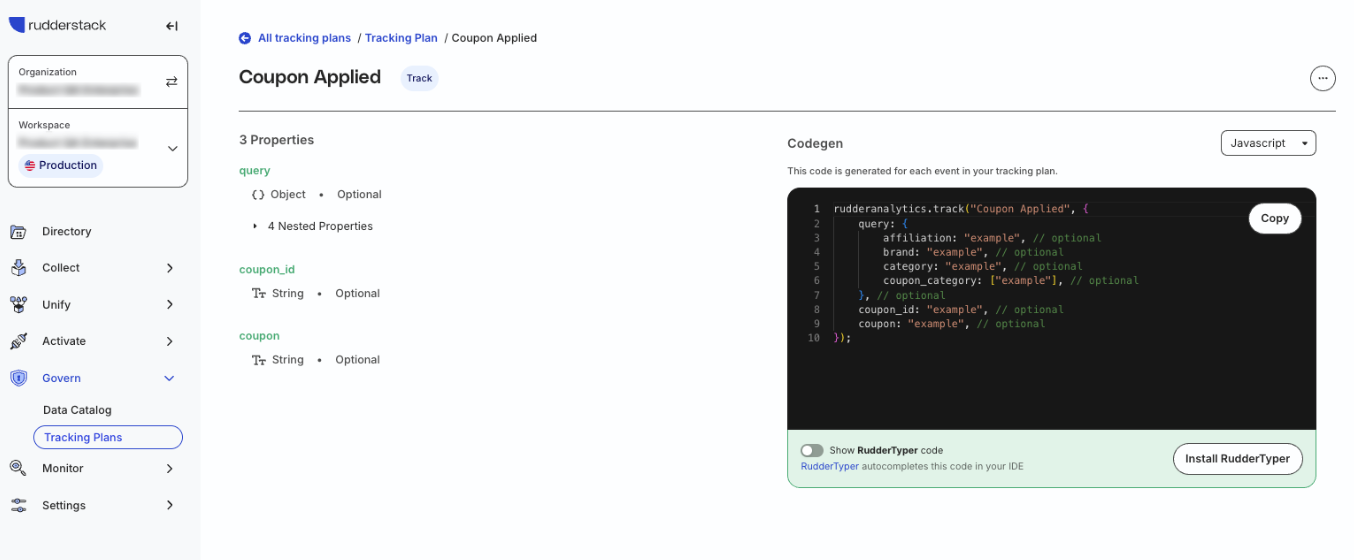Tracking plan codegen