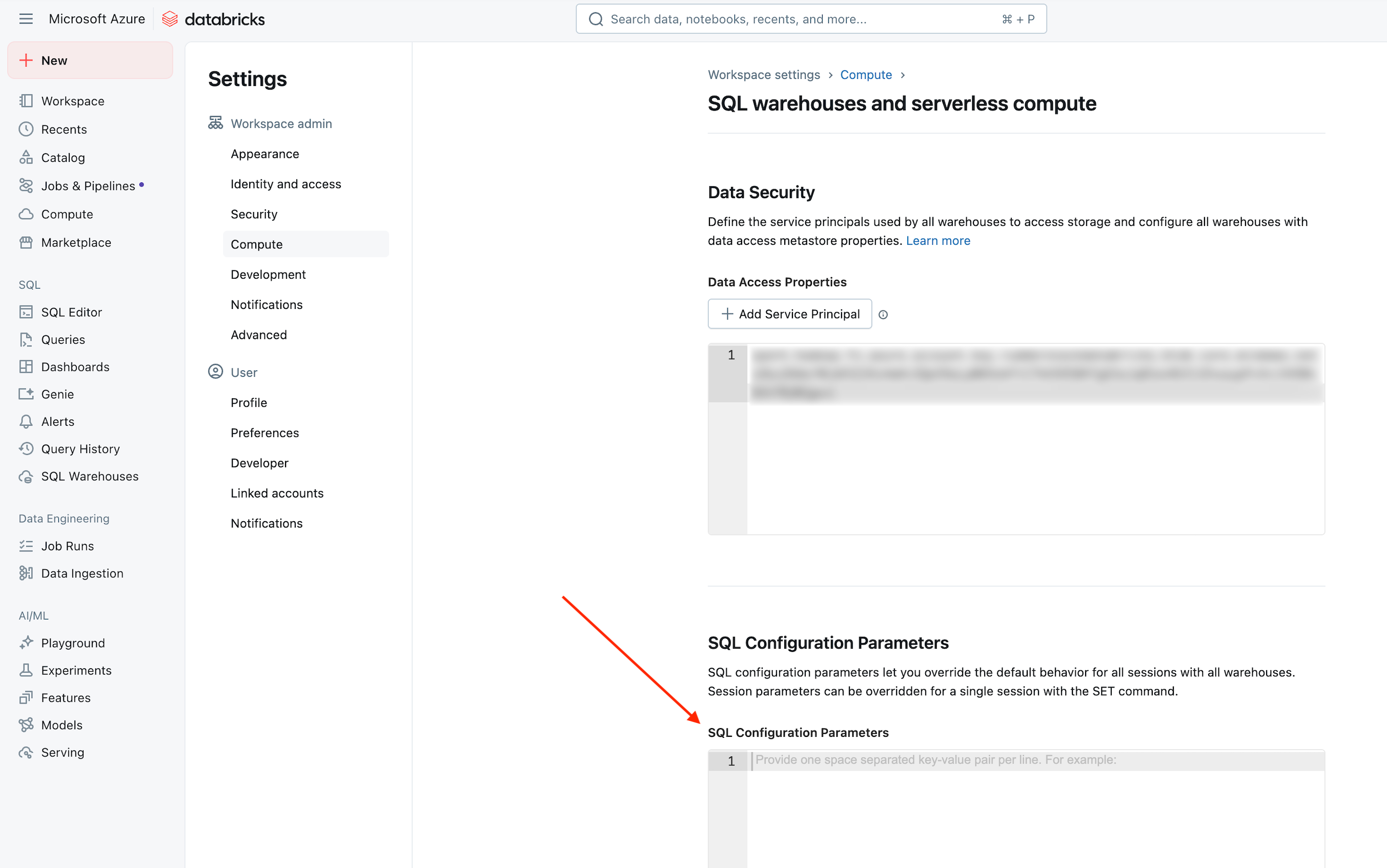 Databricks SQL configuration settings