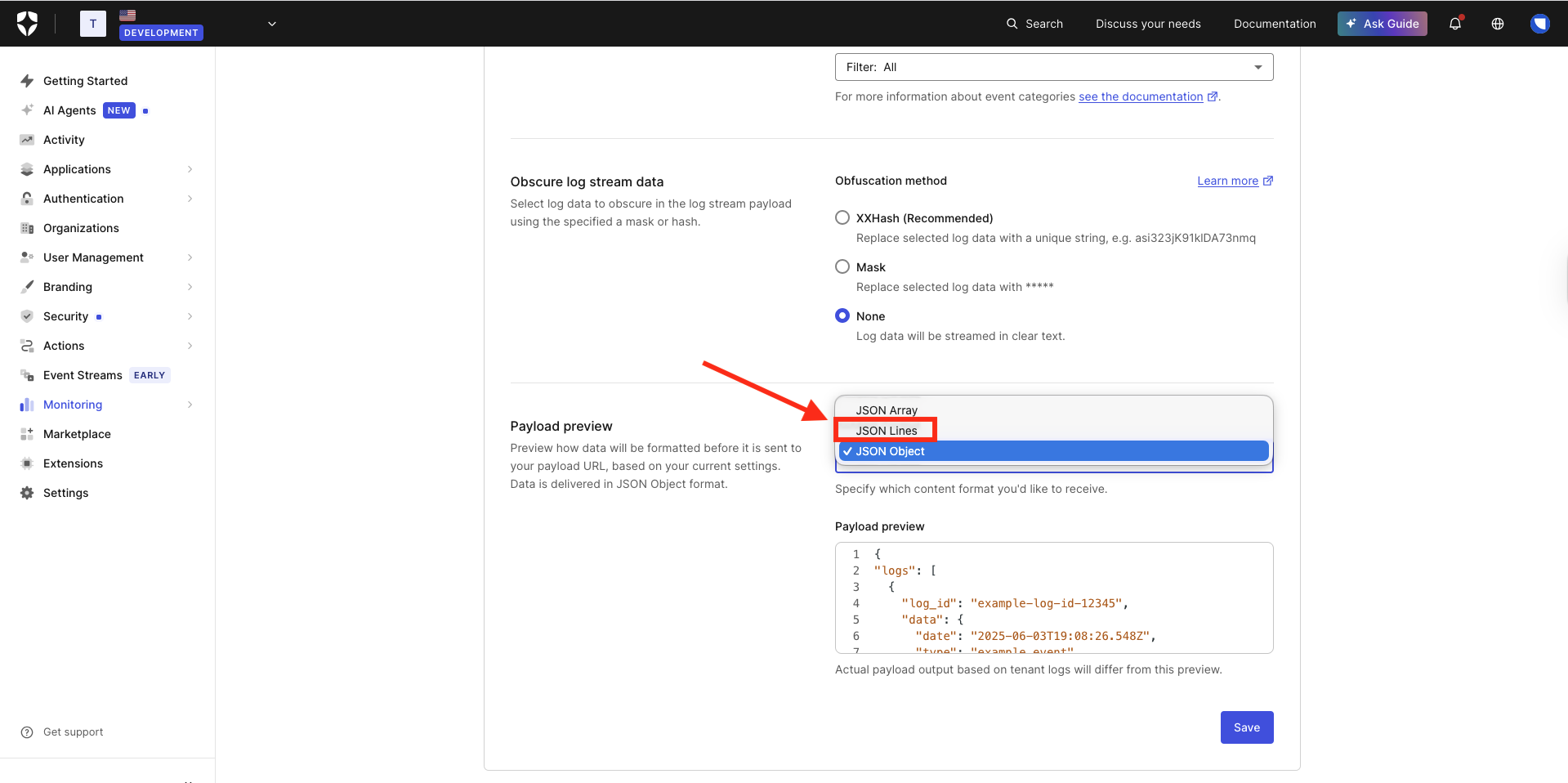 Auth0 content format