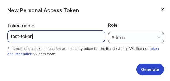 Personal Access Token | RudderStack Docs
